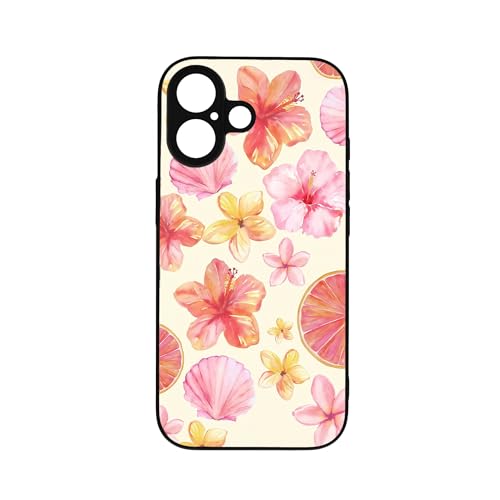 qizjio Cute Hibiscus & Seashell Phone Case – Tropical Summer Aesthetic Design for Teen Girls, Women & Kids, Compatible with iPhone 17