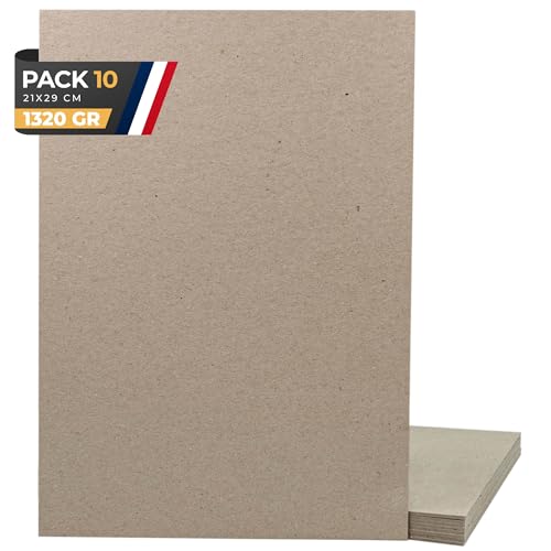 BIBODU Lot de 10 feuilles rigides laminées en carton pressé de 2 mm, dimensions A4 21 x 30 cm,...