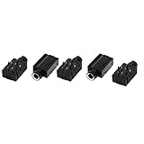 uxcell 6.35mm Headphone Stereo Jack 7 Pins PCB Panel Mount Socket Black 5 Pcs