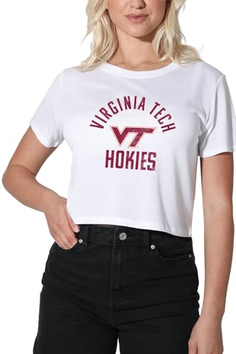 Virginia Tech Large Women's Crop Top T-Shirt, White, Small