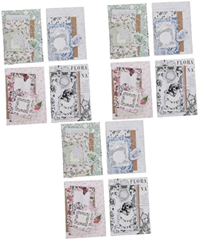 Didiseaon 12 Sets Pocket Decoration Material Retro Stickers DIY Journaling Supplies Scrapbook Background Paper Retro Decor Double- Sided Paper Pad Hand Account Paper Label Stickers Travel