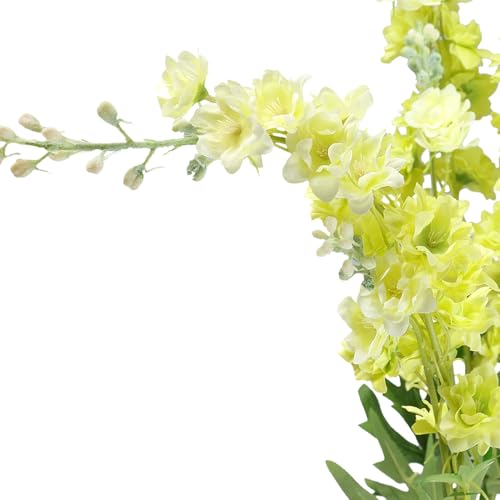 5pcs Light Green Delphinium Artificial Flowers, 33" Silk Larkspur Faux Flower with Long Stem Fake Bouquet for Tall Floor Vase Home Hyacinth Floral Plant Centerpiece Patrick's Day Spring Decor