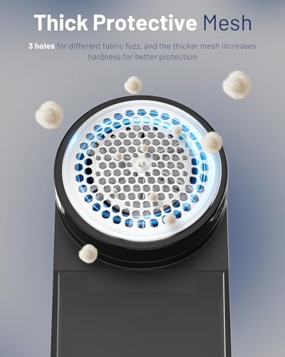 Image of BEAUTURAL Fabric Shaver, Rechargeable Lint Remover, Electric Portable Sweater Defuzzer with 3 Speeds, 6 Leaf Blades, Digital LED Display, Remove Pilling for Clothes, Furniture, Sweater, Couch, Blanket