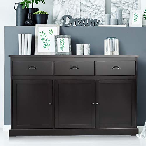 Dortala Kitchen Buffet Sideboard, Wood Storage Cabinet W/ 3 Drawers And 2 Cupboards, 3 Doors, Morden Entryway Cupboard, Buffet Table For Dining Room, Kitchen, Living Room, Entryway, Brown #TOP7