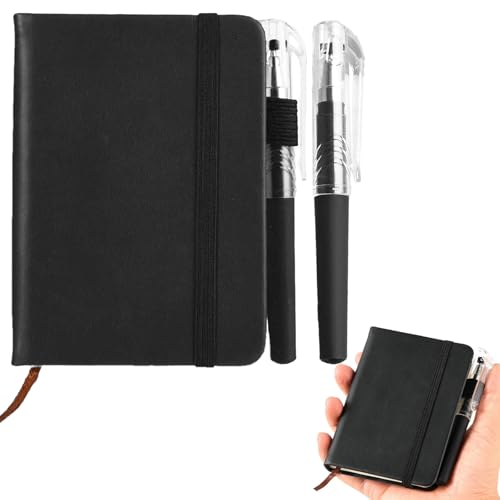 Ninnyi Pocket Notebook with 2PCS Pen Small Black Notepad A7 Mini Note Book for Work Portable Notepad Journal (100 Sheets)