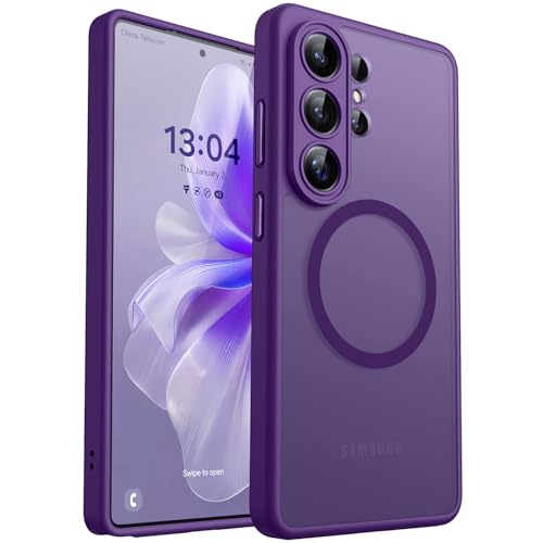 Image of CANSHN Designed for Samsung Galaxy S26 Ultra Case (6.9 inch), Upgraded [Full Camera Protection] [Compatible with Magsafe] [Translucent Matte] Shockproof Protective Phone Cover, Deep Purple