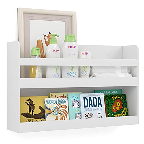 Brightmaison Totis Floating Wall Shelf, Nursery and Kids Bookshelf, Bathroom - Kitchen Organization and Storage Shelf 24" White