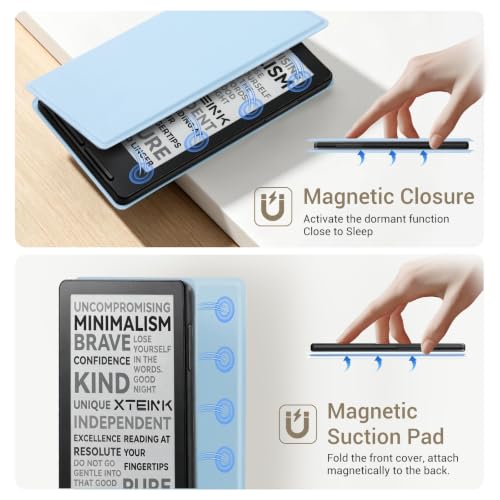 Image of CoBak Magnetic Case for XTEINK X3 eBook Reader, 3.7 inch Ultra-Lightweight PU Leather Cover(Sky Blue)
