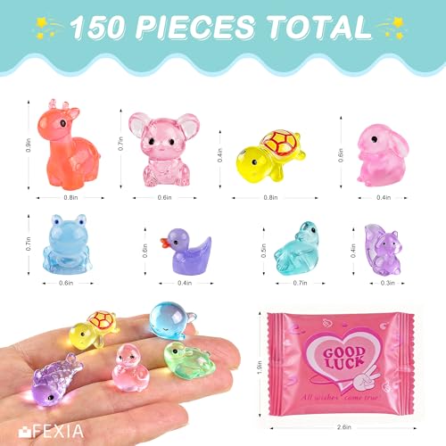 Image of FEXIA 150Pcs Mini Resin Animals Mystery Blind Bag Glow in The Dark Animal Figures Cute Micro Miniatures for Fairy Garden, Terrarium, Micro Landscape Aquarium Decor, DIY Crafts, Party Favors Gifts