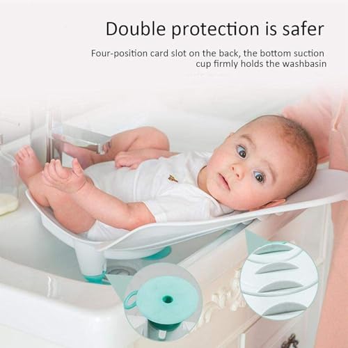 Image of MOPPETS Clean Rinse Baby Hands-Free Buttock Washing Rack, Infant ; Multifunction Anti-Slip Baby Sponging Bather for Use on Counter Sink 0-12 Months (Washer-White)