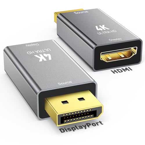 SWITCHFLUX 1-Pack DisplayPort 1.2 to HDMI 2.0 Adapter (4K@60Hz,1440P/2K@120Hz) Uni-Directional DP (Source) to HDMI (Display) Converter Compatible with PC,Desktop,AMD,NVIDIA,and Gaming Monitors