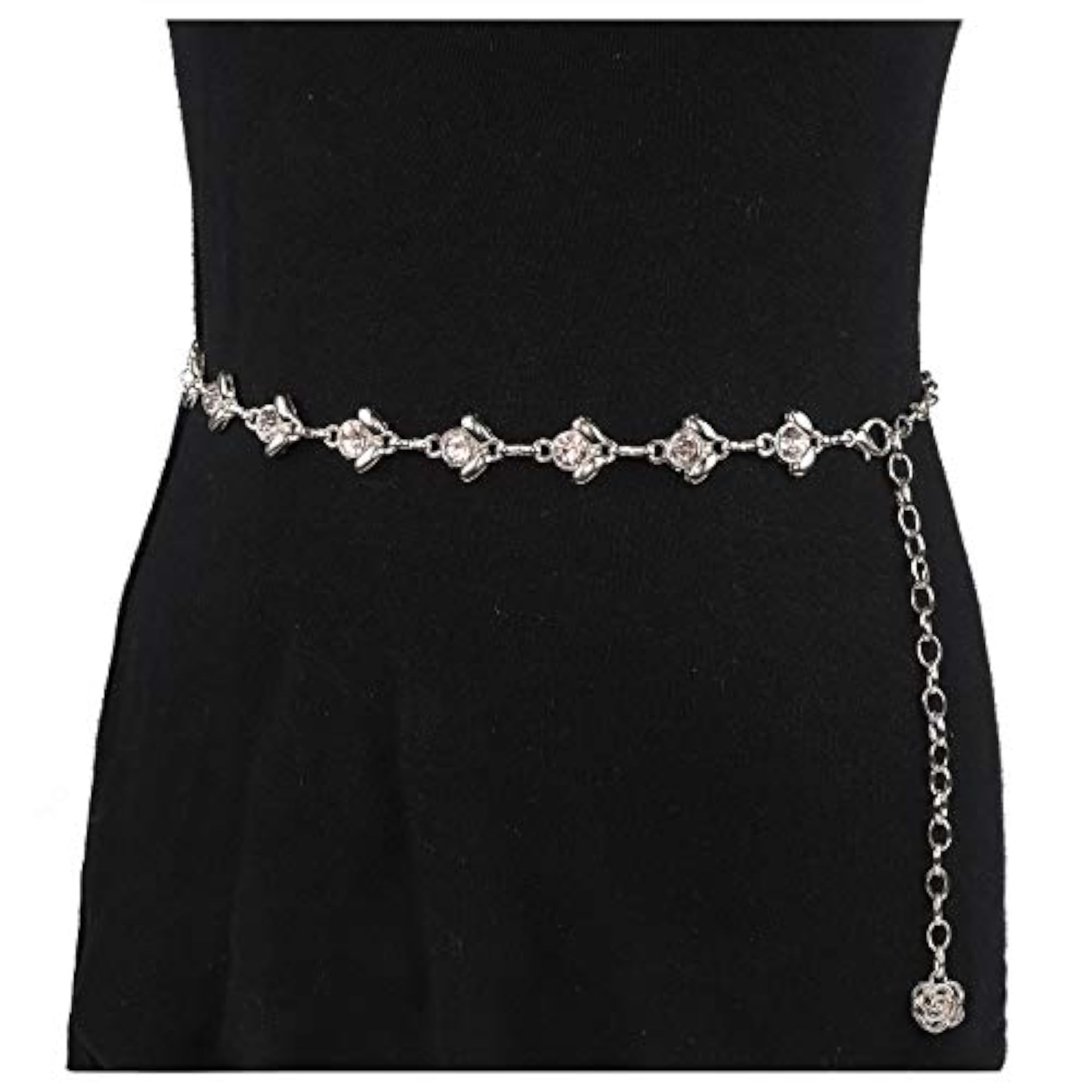 Rhinestone Waist Chain for Dress, Chain Belts for Women