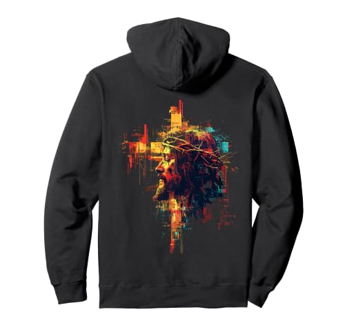 Image of Crucifix Back Printed Graphic Pullover Hoodie