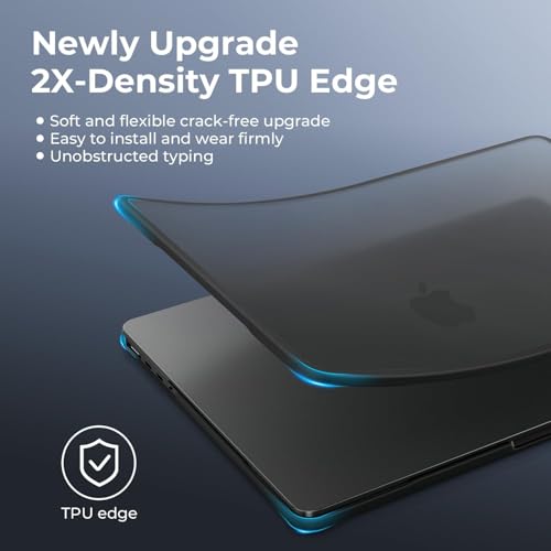 BlueSwan Compatible with MacBook Pro 16 inch Anti-Cracking Hard Shell Case, M4 M3 M2 M1 2025 2024-2021 Pro/Max A3403 A3186 A2991 A2780 A2485, Anti-Fingerprint Soft TPU Bumper, Frosted Black by BlueSwan - Image 2