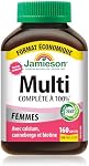 Jamieson 100% Multivitamine complète pour les femmes, avec canneberge, biotine et calcium, soutient l'énergie, l'immunité, la santé quotidienne, la peau saine et la santé osseuse, un par jour, 160 Caplets