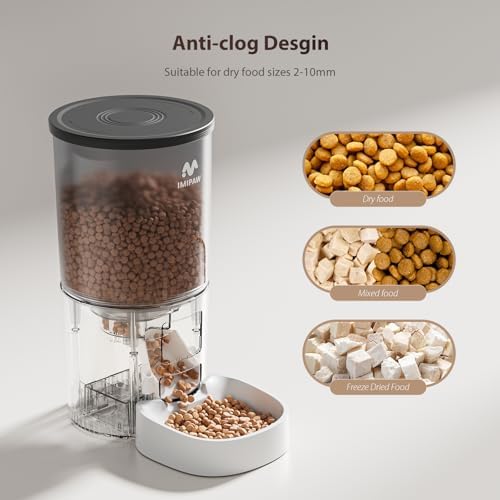 IMIPAW Automatic Cat Feeders, 5L Large Capacity, Timed Feeding Dry Food, Dual Power Design, Programmable Portion Size, 1-6 Meals Per Day, with Desiccant Packet, Suitable for Small Pets Food Dispenser - 4