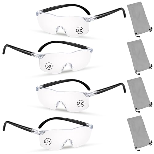 4 Stück Lupenbrille, mit 3X, 5X, 8X, 10x Vergrößerungsbrille,...