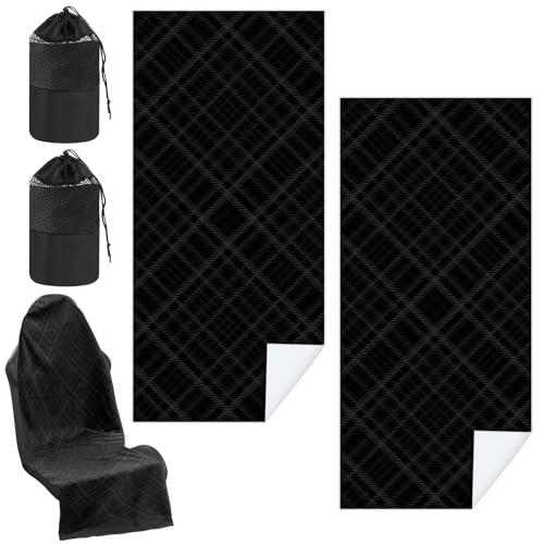 Image of Hahafelt 2 Pack Car Seat Towel Cover with Storage Bag, Black Plaid
