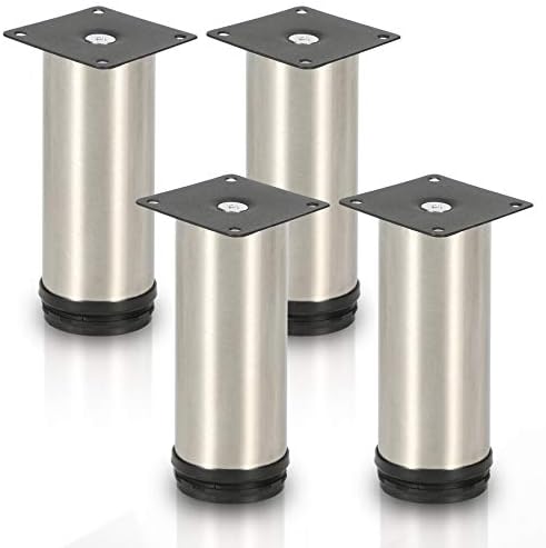 Sonnewelt 4er Set Möbelfüße | Hochwertige Edelstahl Möbelfuss | 200mm Verstellbare für individuelle DIY-Möbel | Möbelbeine Küchenschränke Edelstahl runde Schrankfüße