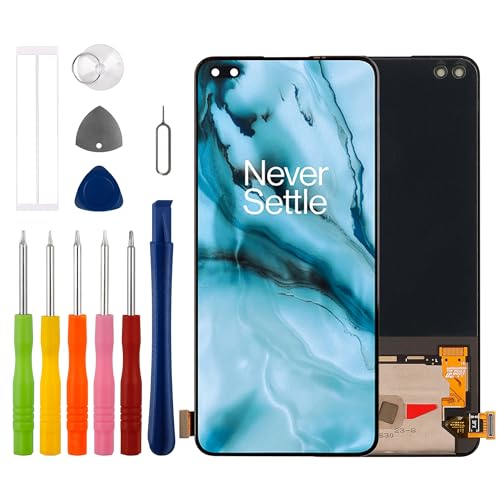 Duotipa Neu 6.44" OLED Display Kompatibel mit Oneplus Nord AC2001,AC2003 /OnePlus 8 Nord 5G /OnePlus Z LCD Display Touchscreen Digitizer Montage mit Reparatur Tools Kit - Schwarz mit Fingerprint