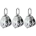 DasMarine 3 Pack M15 Double Pulley Block in 304 Stainless Steel Crane Swivel Hook Double Pulley Roller Loading (M15)