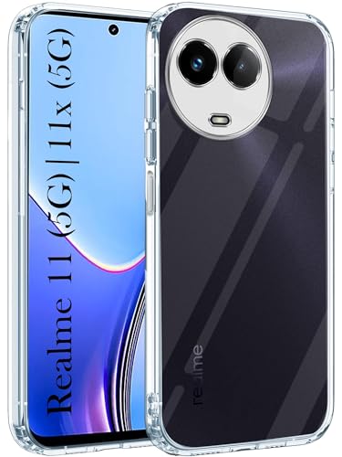 Image of Jkobi Back Cover for Realme 11 5G | Realme 11x 5G (Silicone Clear Shockproof Case with Camera Protection | Soft and Flexible | Transparent)
