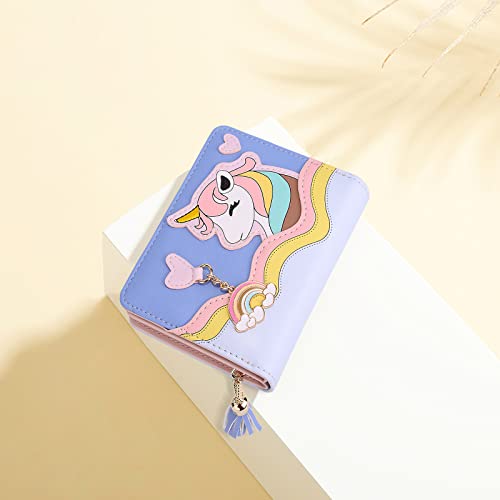 Uto Wallet For Girls Cute Unicorn Leather Vegan Small Women Tassel Rainbow Pendant Card Holder Kawaii Coin Purse #TOP7