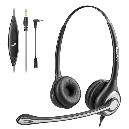 Cell Phone Headset with Microphone Noise Cancelling & Call Controls, 3.5mm Computer Headphones for iPhone Samsung PC Business Skype Softphone Call Center Office, Clear Chat, Ultra Comfort