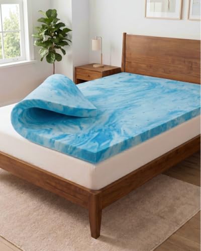 Image of 4 Inch Full Memory Foam Mattress Topper - Cooling Gel Infused Bed Topper - Soft Ventilated Mattress Pad for Pressure Relief & Pain-Free Sleep - CertiPUR-US & Oeko-TEX