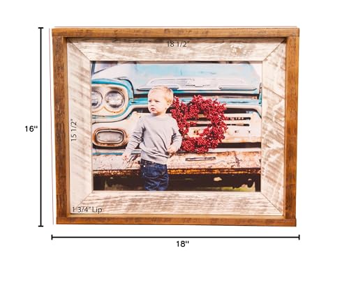 Image of Rustic Red Door Co. Reclaimed Barnwood Picture Frame with Wood Mat - Family Photo Frame with Wooden Matting - Wall Mounted Natural Wood Frame - Repurposed Wood Frame (White Frame, Barnwood Mat)