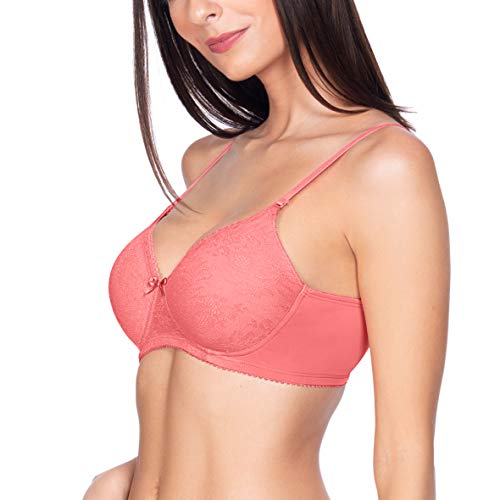 Image of Amante Lace Padded Non-Wired Full Coverage T-Shirt Bra