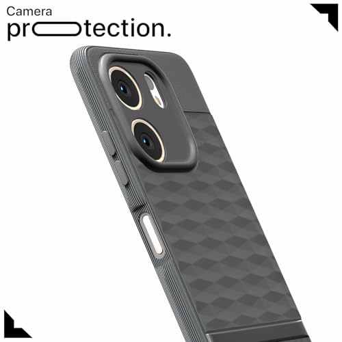Image of Pikkme Back Cover for Oppo A5x Soft Grip 3D Hexa Cube Texture Silicone Bumper Case (Grey)