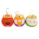 TIENDA EURASIA – Peluches Reyes Magos | Pack 3 Uds | Multicolor | Material Felpa y Relleno de Microfibra 100% Poliéster | Medidas 10 cm | Decoración Navidad