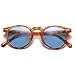 NIDOVIX Vintage Polarized Sunglasses for Men Women Round Retro Classic Fashion Eyewear UV400 Protection Sun Glasses (Orange Tortoise/Clear Blue)