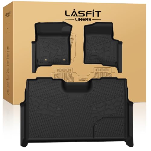 LASFIT Floor Mats for Ford F-150 2011-2014 SuperCrew Carpet Floor Bucket Seat All Weather TPE Protector Custom fit Truck Liners for F150 Crew Cab 1st & 2nd Row Durable & Easy Clean