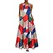 Produktbild Fenverk Damen BeiläUfig äRmellos V-Ausschnitt Maxi Tank Langes Kleid Sommerkleider Kleider GroßE GrößEn,Frauen Vintage Blumen Sommerkleid Strandkleider Tunika Etuikleid S-5XL(C rot,XXXL)