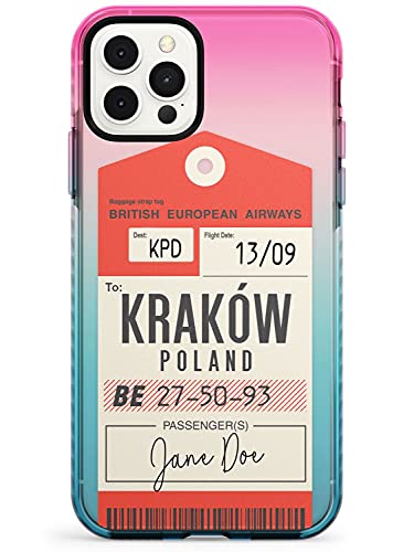 Custom Vintage BEA Luggage Tag Pink Impact Phone Case for iPhone 12...