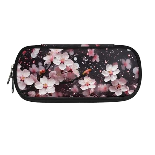 Image of 8.8 inch x 4.1 inch x 1.7 inch Pencil Box, Pink Cherry Blossom Pencil Case Pouch Pen Storage Bag Pencil Organizer for Stationery Fountain Pens
