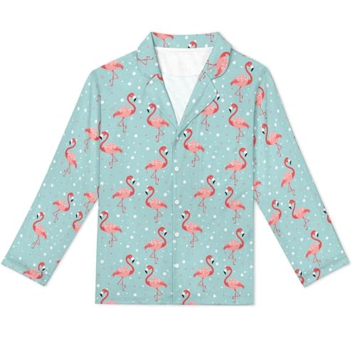 Cute Flamingo Men Pajamas Set Sleepwear Long Sleeve Pajama Tops And Pants Loungewear PJS 5