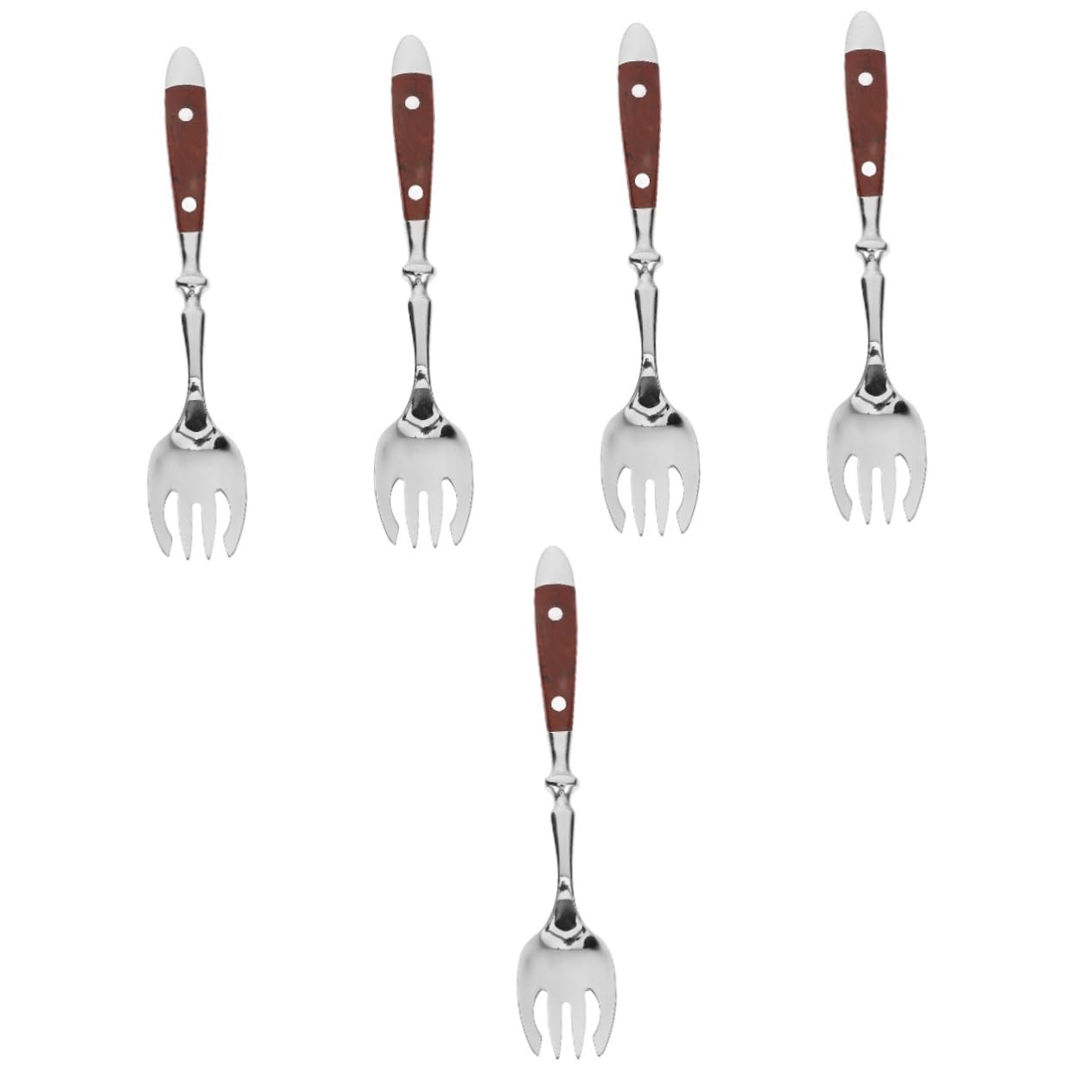 SOLUSTRE 5 Pezzi di Posate in Acciaio Inox Forchetta per Mescolare Forchetta per Gelato Forchette per Servire Forchette da Dessert Forchetta Portatile Forchette per Frutta Forchette per