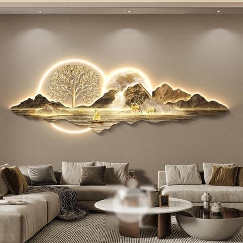 LIUWOPA Décoration Murale à Brancher, décoration Murale Moderne 3D avec lumière LED, Sculptures murales pour Chambre à Coucher, Salon, Bureau