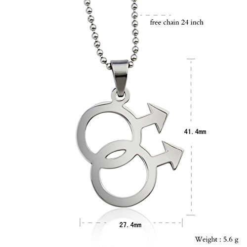 Vnox Jewelry Stainless Steel Simple Gay Pride Rainbow Pendant Symbol Sign Men's Necklace, #TOP1