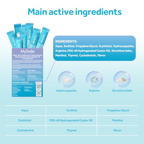 Image of MySmile Travel Mouthwash Alchohol Free, Mild Mint, 120 ml, 2 Pack | Hydroxyapatite Oral Rinse Fluoride Free for Sensitive Teeth, Remineralizing Mouth Wash Supports Gum Health, Freshens Breath