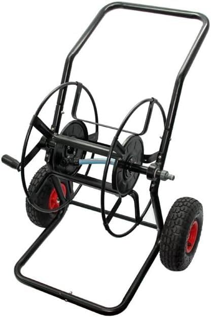 Carro de carrete de manguera de jardín con ruedas dobles para una fácil movilidad en plantación, riego y lavado de automóviles