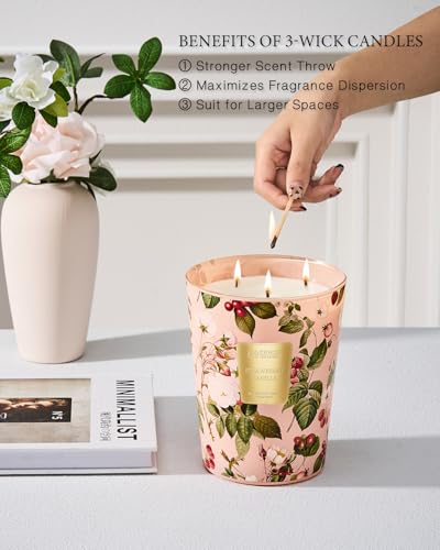 MSENSE-Strawberry-Vanilla-Scented-Candle-Home-Decor-Extra-Large-3-Wick-Natural-Soy-Wax-Candles-for-Home-Scented-Christmas-Candles-Gift-for-Winter-Holiday-150-Hours-Long-Lasting-Slow-Burning-35-OZ MSENSE Strawberry Vanilla Scented Candle Home Decor Extra Large 3 Wick Natural Soy Wax Candles for Home Scented Christmas Candles Gift for Winter Holiday 150 Hours Long Lasting Slow Burning 35 OZ
