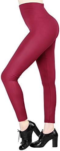 Moon Wood 7 Pack Womens Fleece Lined Leggings High Waist Soft Stretchy Winter Warm Leggings, Black, Grey, Brown, Navy, Blue, Burgundy, One Size