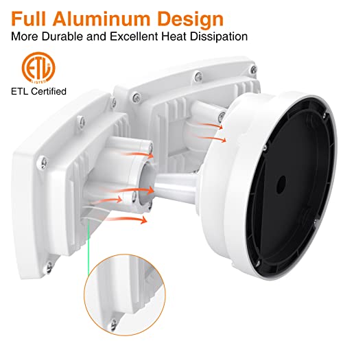 Lepower 3000Lm Led Flood Light Outdoor, Switch Controlled Led Security Light, 28W Exterior Lights With 2 Adjustable Heads, 5500K, Ip65 Waterproof For Garage, Yard, Patio #TOP2