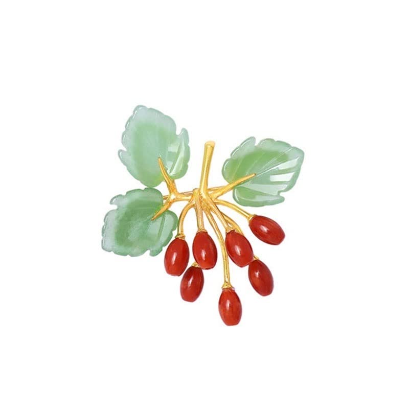 Broszka przypinki do klapy Panie Eleganckie akcesoria Jade Czerwony Koral Dogwood Kształt Broszka Prestiżowy Wedding Banquet Broszka Biżuteria dla Kobiet Dziewczyn Kostium Akcesoria