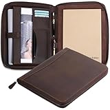 TheAntiq Leather Padfolio Zipper Portfolio with 13 Inch Laptop Pocket, Professional Business Portfolio Organizer for Documents, Cards & Writing Pad, A4/Letter Size Executive Folder for Men & Women