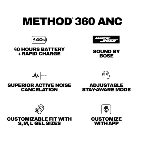 Skullcandy Method 360 ANC Wireless Earbuds with Sound by Bose - True Black - image 7